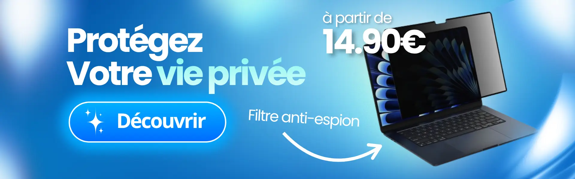 Filtre de confidentialité magnétique posé sur un MacBook Pro